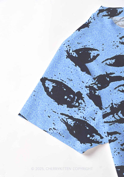 Eyes In The Blue Y2K Mesh Crop Top Cherrykitten