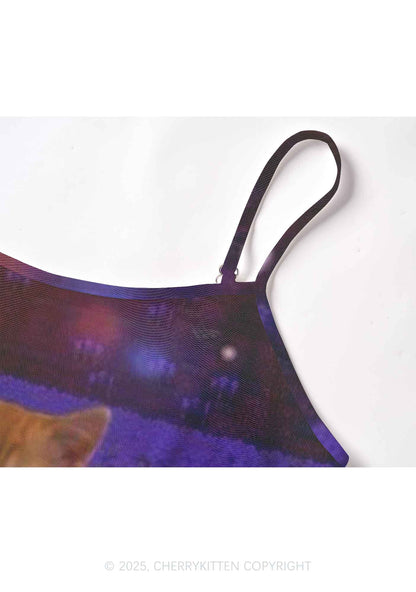 Lavender Kitten Y2K Mesh Cami Tank Cherrykitten