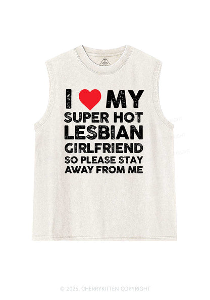 I Love My Hot GF Pride Washed Muscle Tank Cherrykitten