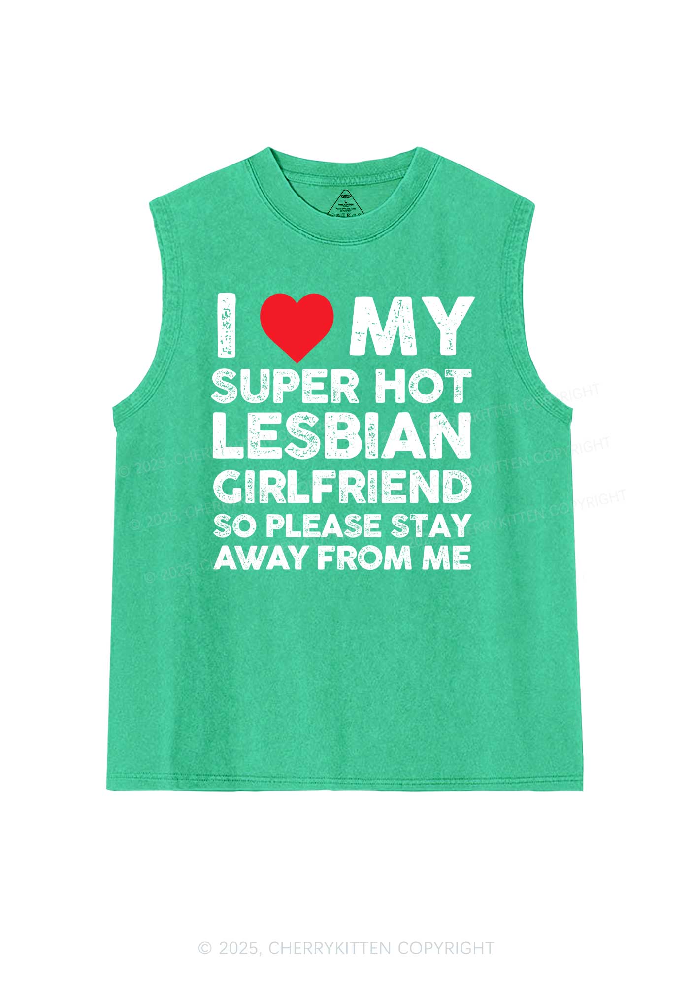 I Love My Hot GF Pride Washed Muscle Tank Cherrykitten