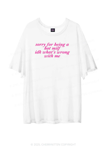 Sorry For Being A Hot Mxxf Y2K Sheer Boyfriend Tee Cherrykitten