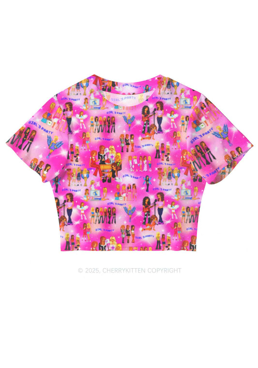 Girls Party Y2K Mesh Crop Top Cherrykitten