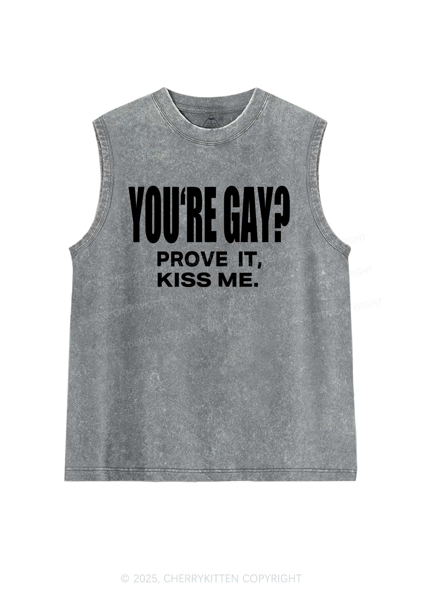 Prove It kiss Me Pride Y2K Washed Muscle Tank Cherrykitten