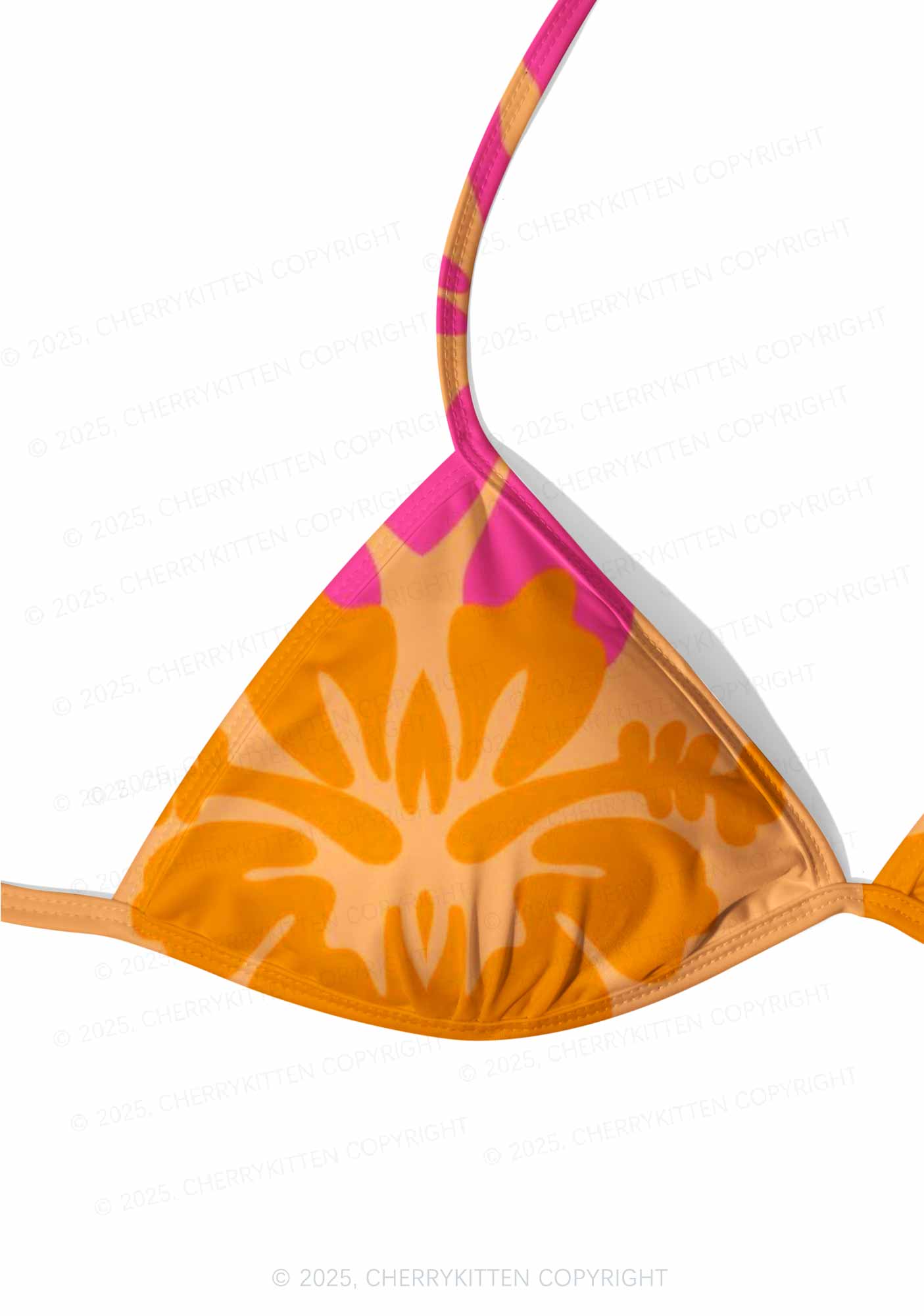 Orange Pink Floral Y2K Print Bikini Set Cherrykitten