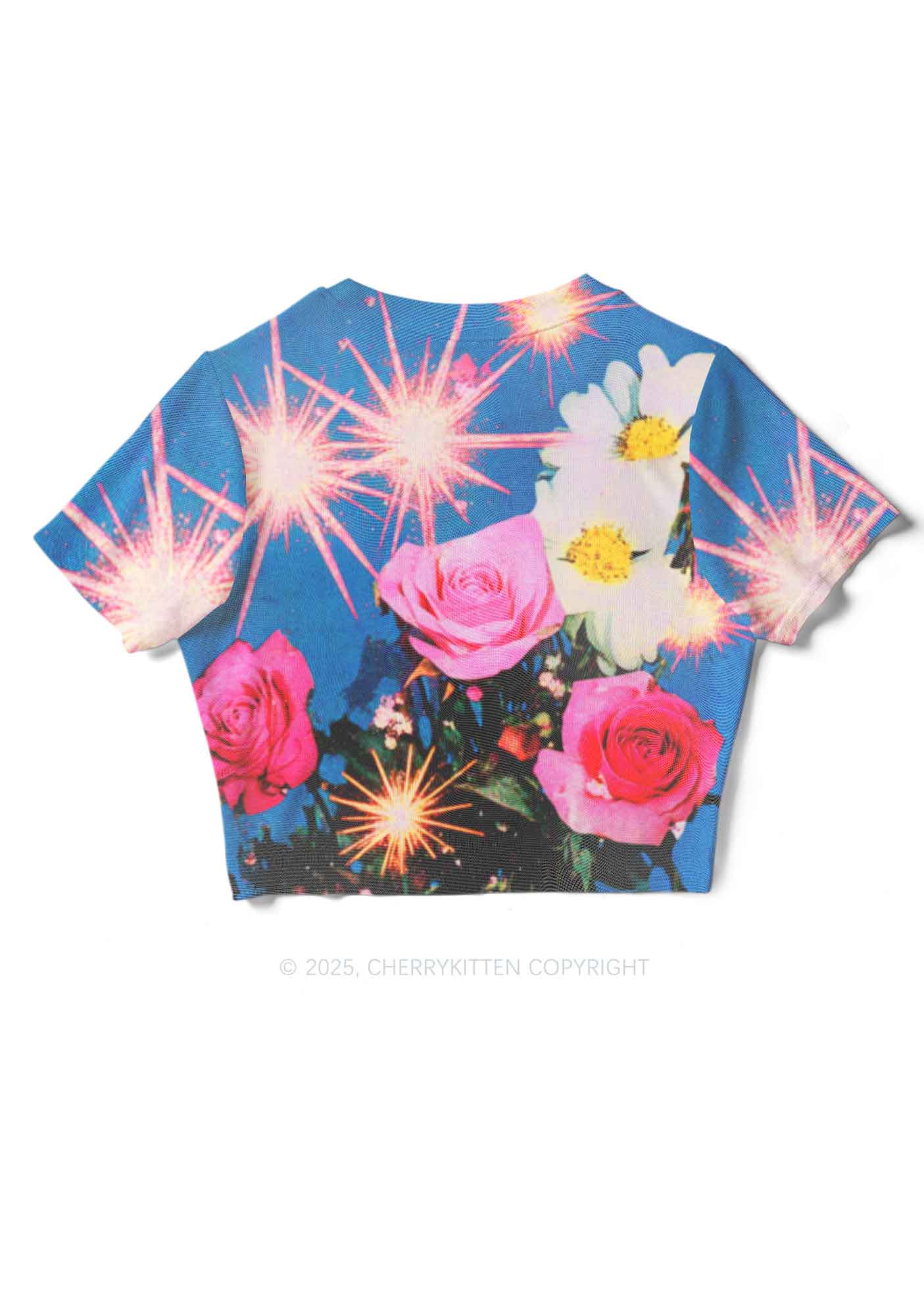 Blooming Flowers Y2K Mesh Crop Top Cherrykitten