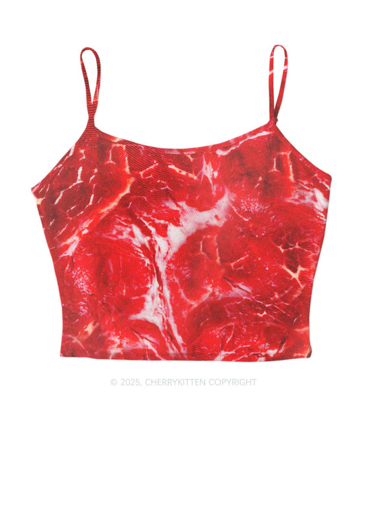 Beef Steak Texture Y2K Mesh Cami Tank Cherrykitten
