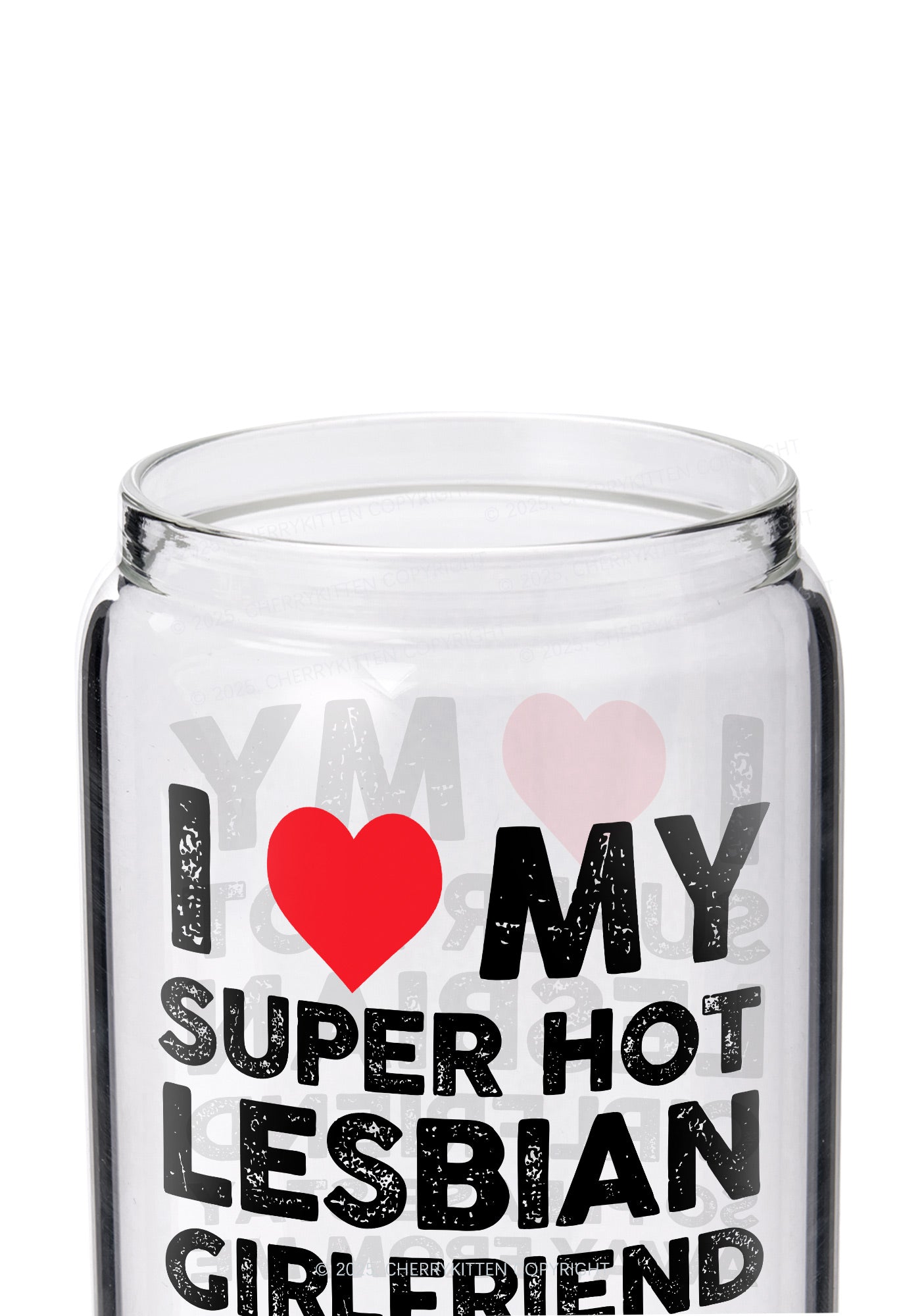I Love My Hot GF Pride Y2K Printed Glass Cup Cherrykitten