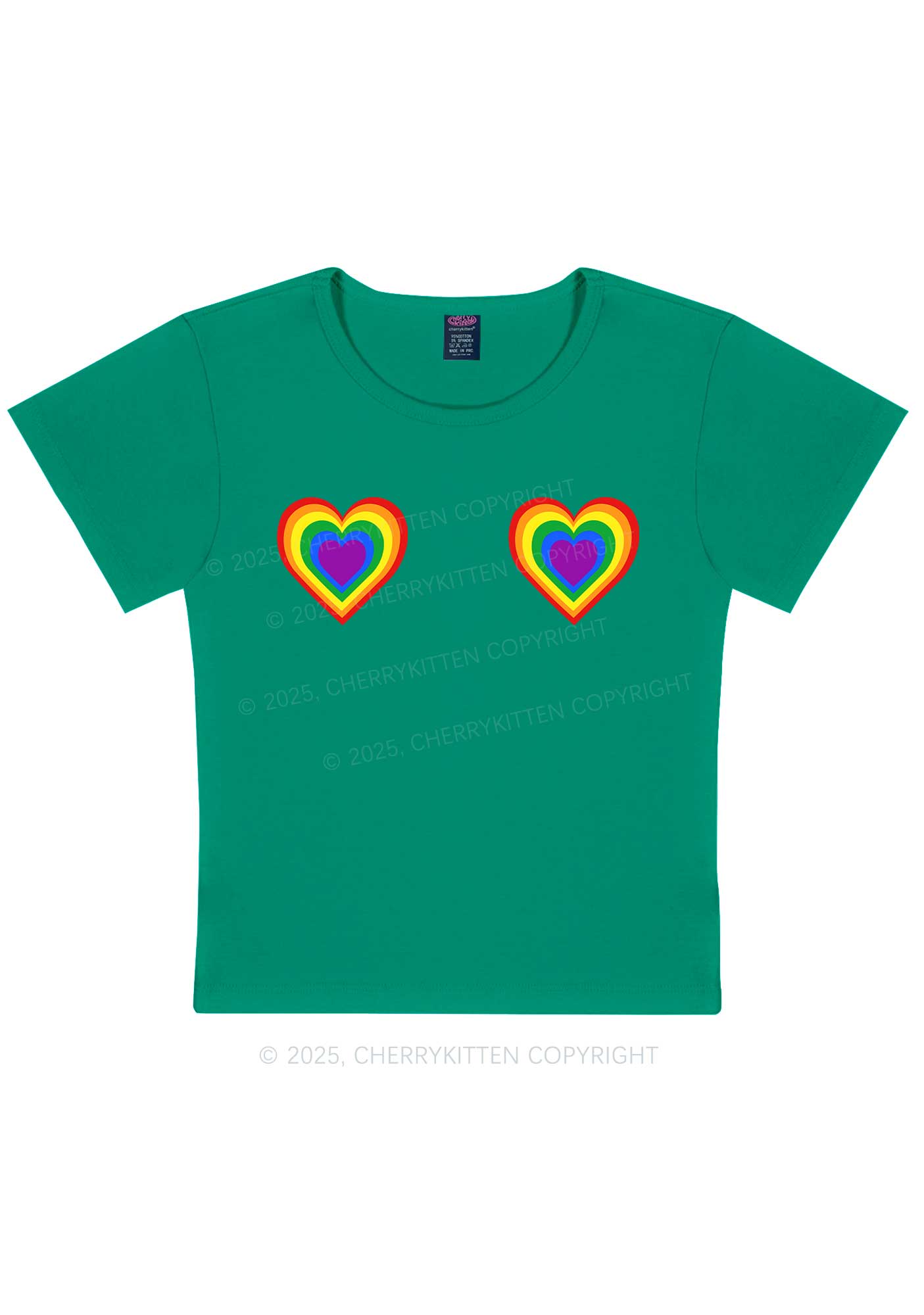Rainbow Heart Pride Y2K Baby Tee Cherrykitten