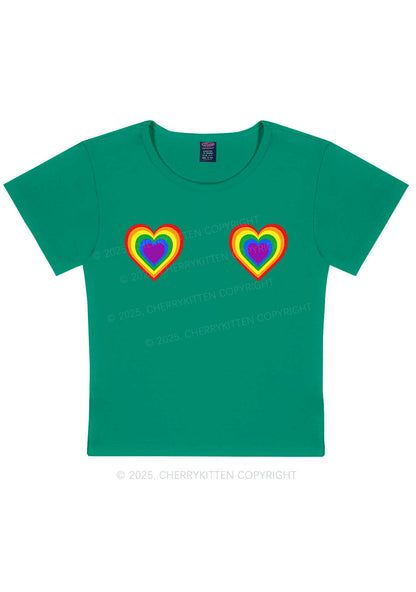 Rainbow Heart Pride Y2K Baby Tee Cherrykitten