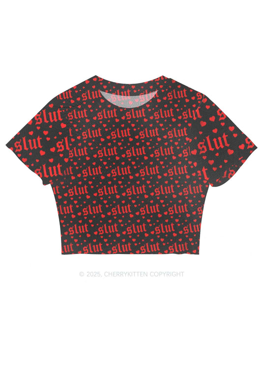 Black Slxt Y2K Mesh Crop Top Cherrykitten