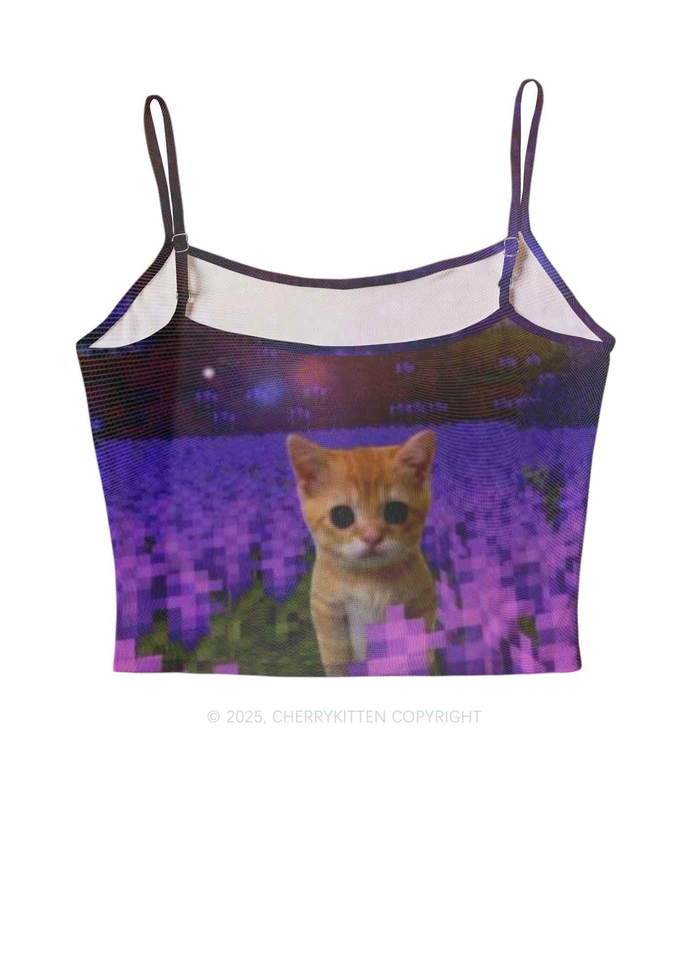 Lavender Kitten Y2K Mesh Cami Tank Cherrykitten