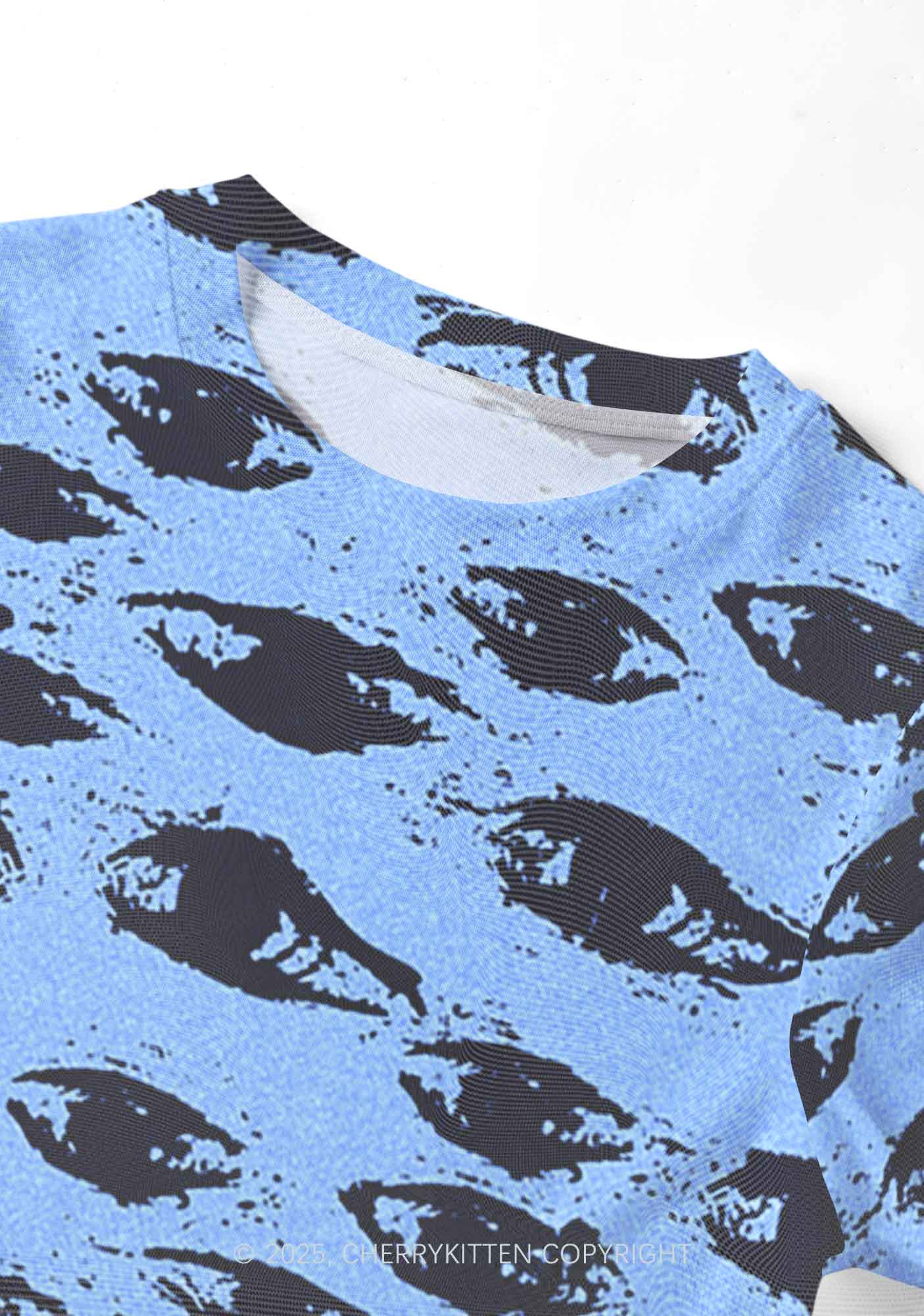 Eyes In The Blue Y2K Mesh Crop Top Cherrykitten