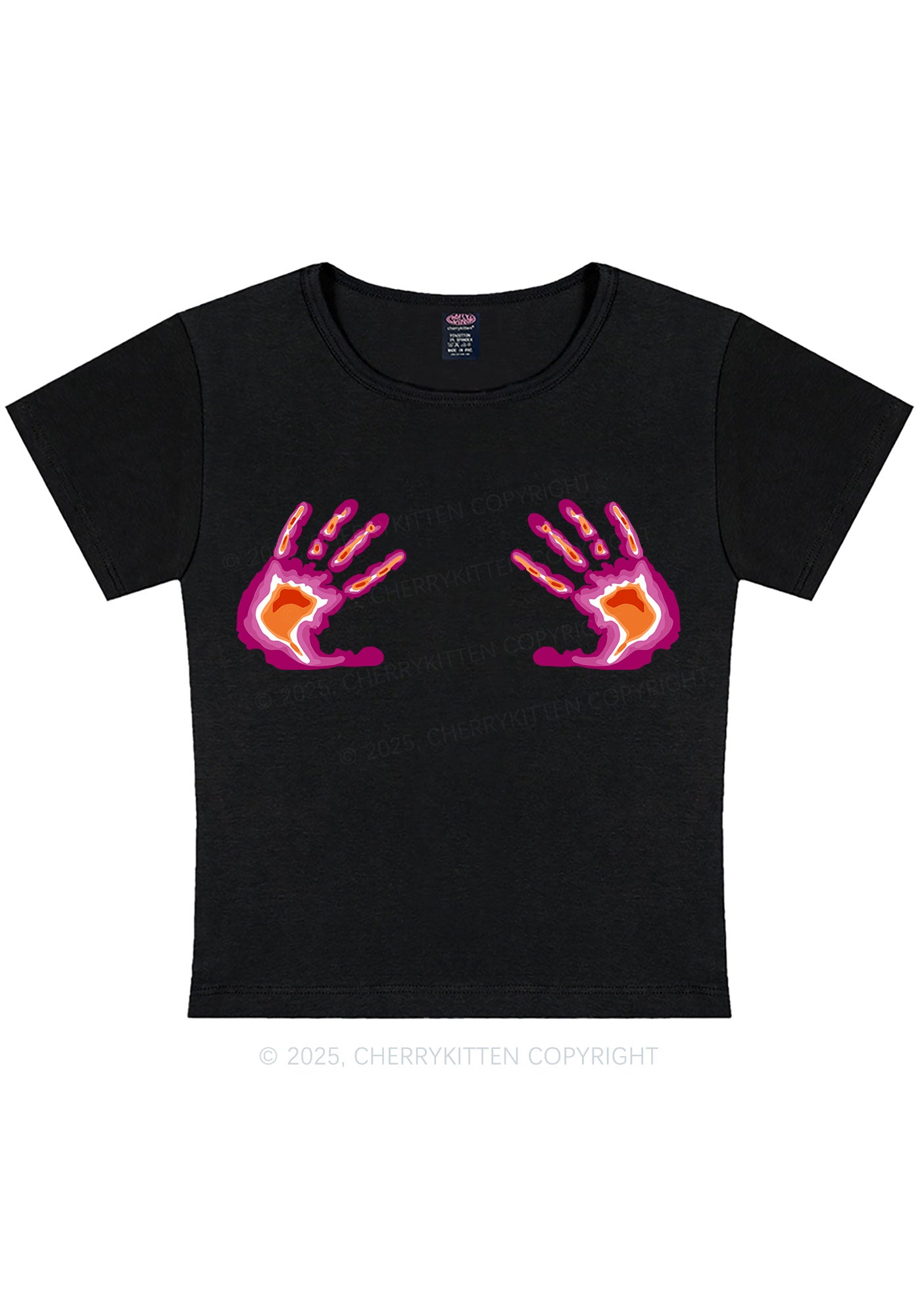 Lesbian Thermal Hands Y2K Baby Tee Cherrykitten