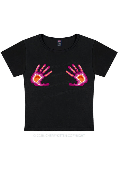 Lesbian Thermal Hands Y2K Baby Tee Cherrykitten