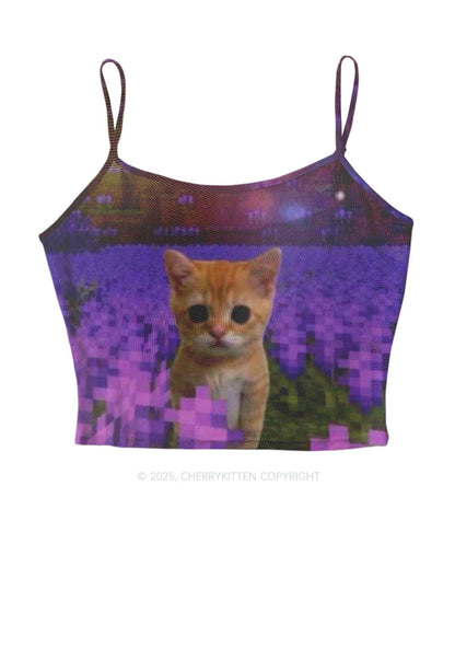 Lavender Kitten Y2K Mesh Cami Tank Cherrykitten