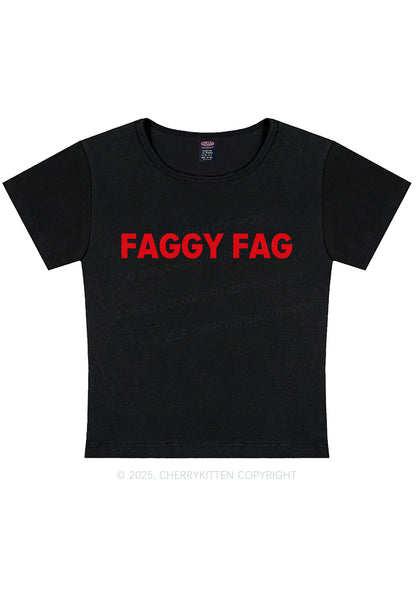Faggy Fag Pride Y2K Baby Tee Cherrykitten