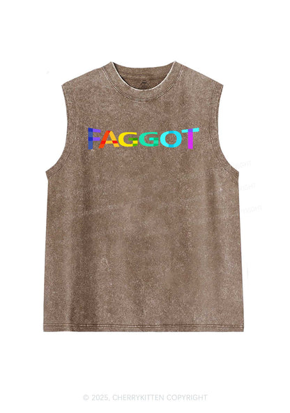 Colorful Faggot Pride Y2K Washed Muscle Tank Cherrykitten