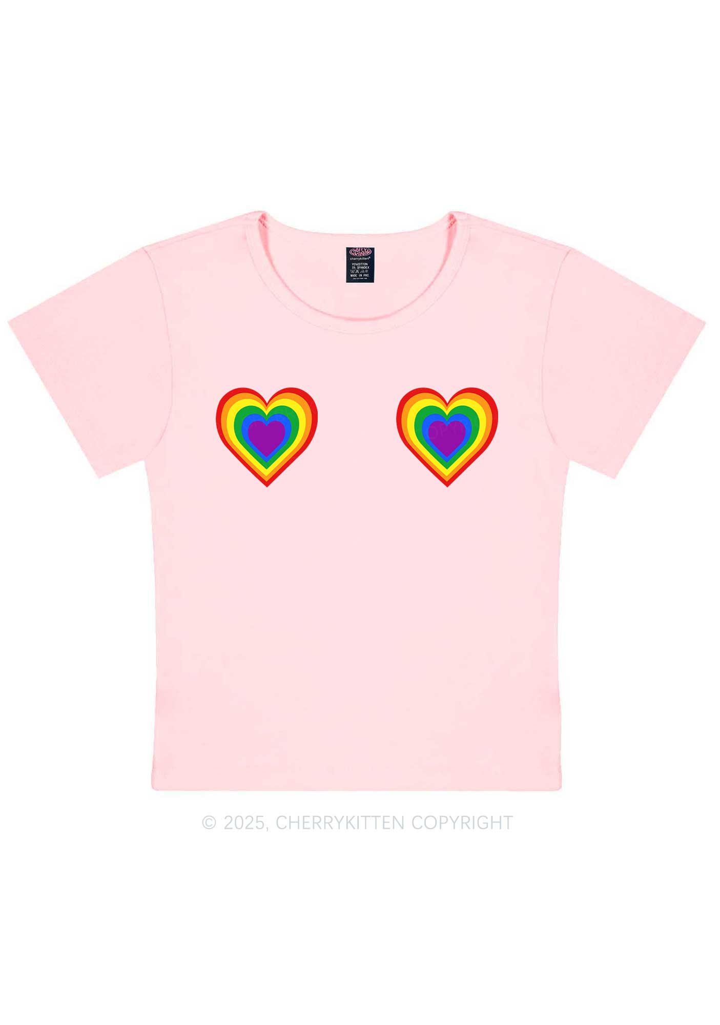 Rainbow Heart Pride Y2K Baby Tee Cherrykitten
