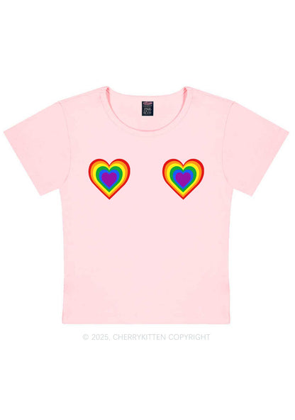 Rainbow Heart Pride Y2K Baby Tee Cherrykitten