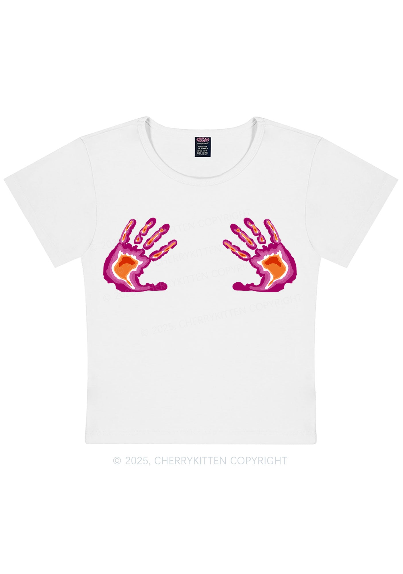 Lesbian Thermal Hands Y2K Baby Tee Cherrykitten