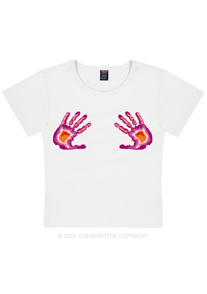 Lesbian Thermal Hands Y2K Baby Tee Cherrykitten