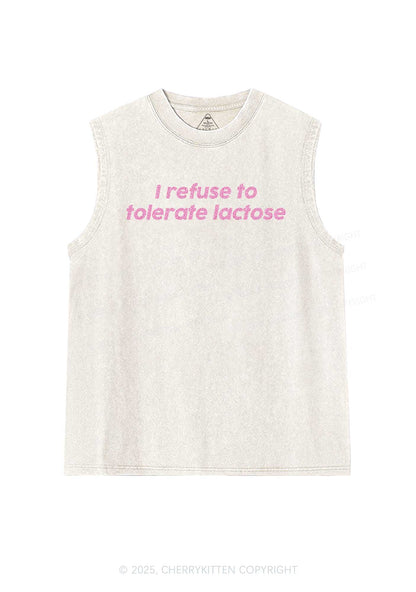 Glitter Refuse To Tolerate Lactose Y2K Washed Muscle Tank Cherrykitten