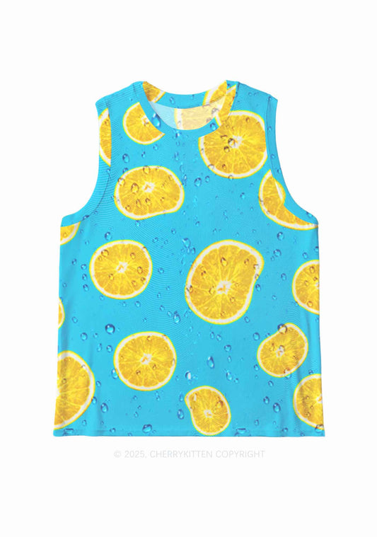 Yellow Lemon Y2K Mesh Muscle Tank Cherrykitten