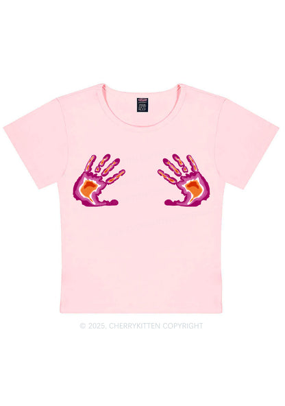 Lesbian Thermal Hands Y2K Baby Tee Cherrykitten