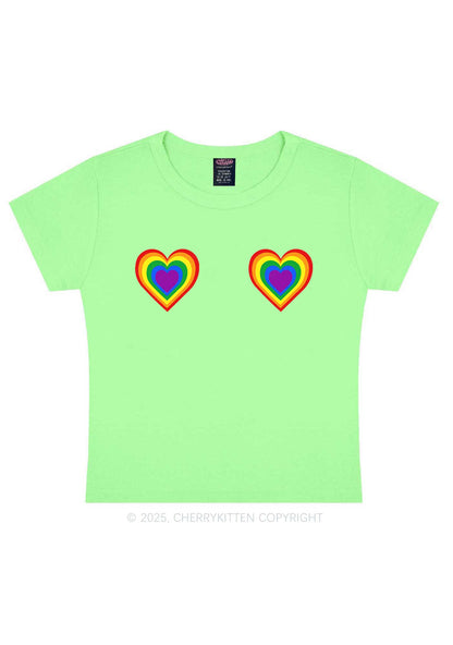 Rainbow Heart Pride Y2K Baby Tee Cherrykitten