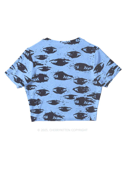 Eyes In The Blue Y2K Mesh Crop Top Cherrykitten