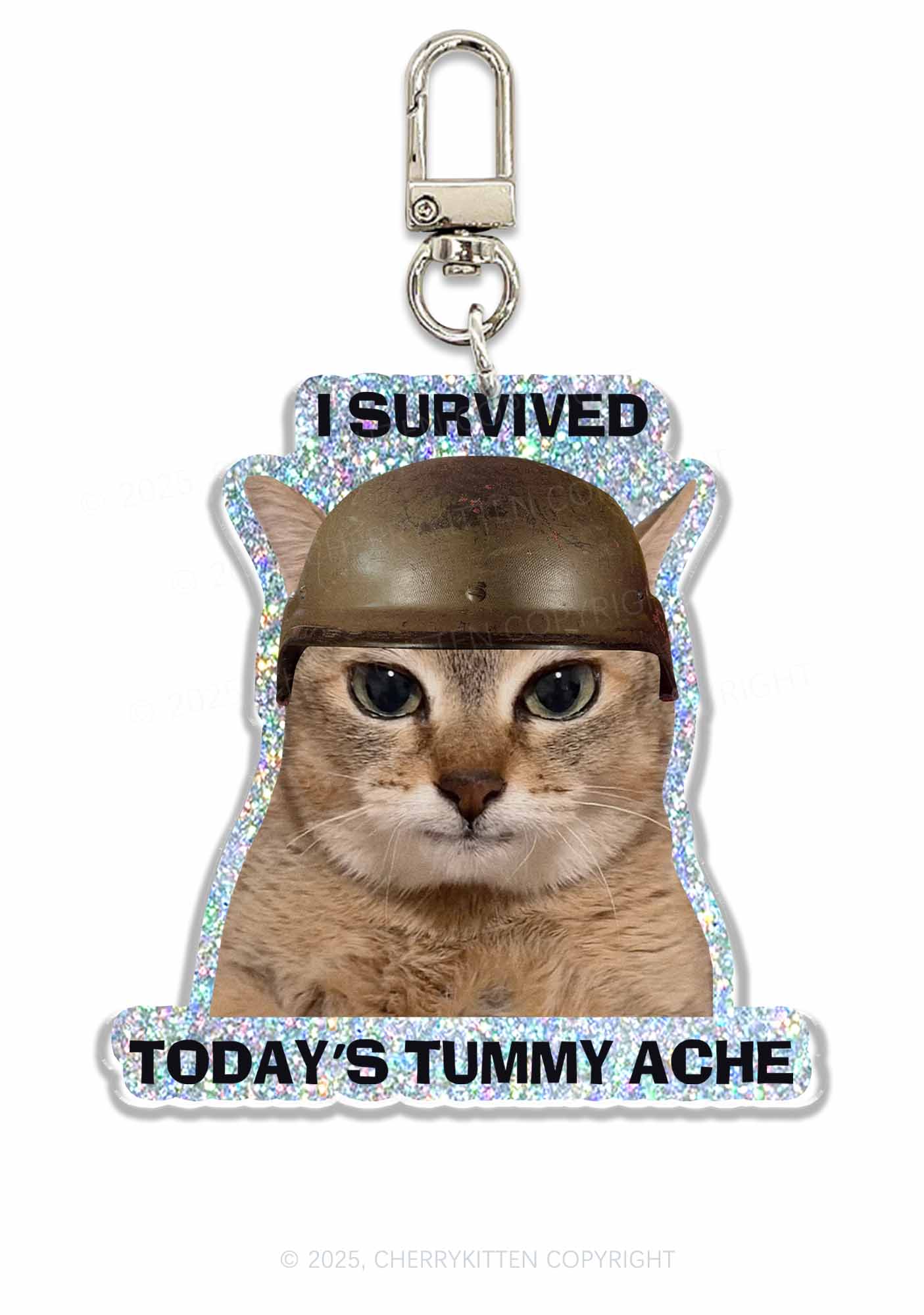 Surived Todays Tummy Ache 1Pc Y2K Glitter Keychain Cherrykitten