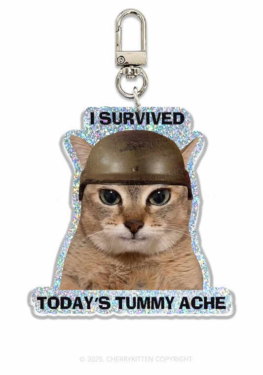 Surived Todays Tummy Ache 1Pc Y2K Glitter Keychain Cherrykitten