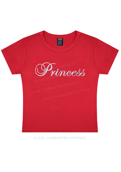 Glitter Princess Y2K Baby Tee Cherrykitten