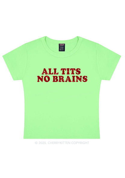 Glitter All Txts No Brains Y2K Baby Tee Cherrykitten