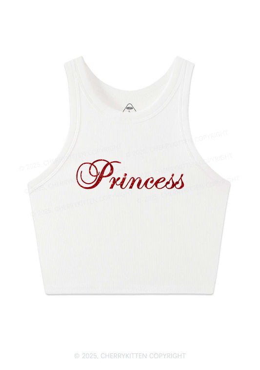 Glitter Princess Y2K Crop Tank Top Cherrykitten