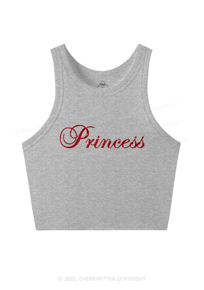 Glitter Princess Y2K Crop Tank Top Cherrykitten