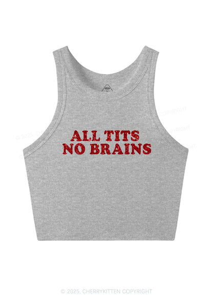 Glitter All Txts No Brains Y2K Crop Tank Top Cherrykitten