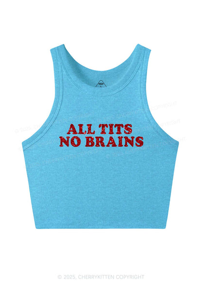 Glitter All Txts No Brains Y2K Crop Tank Top Cherrykitten