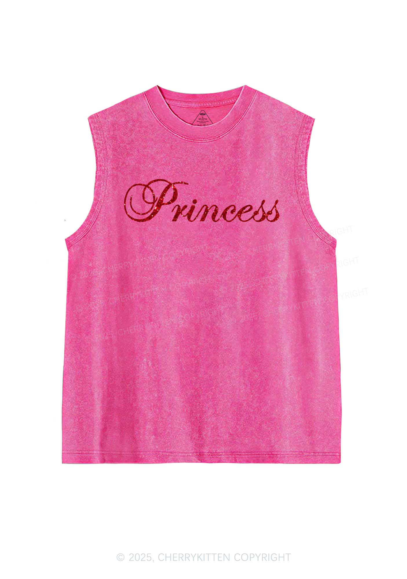 Glitter Princess Y2K Washed Muscle Tank Cherrykitten