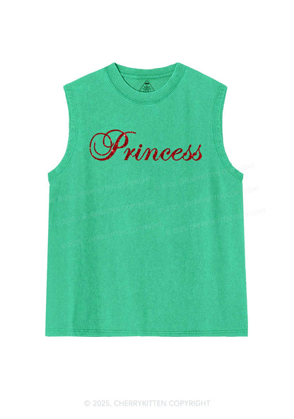 Glitter Princess Y2K Washed Muscle Tank Cherrykitten