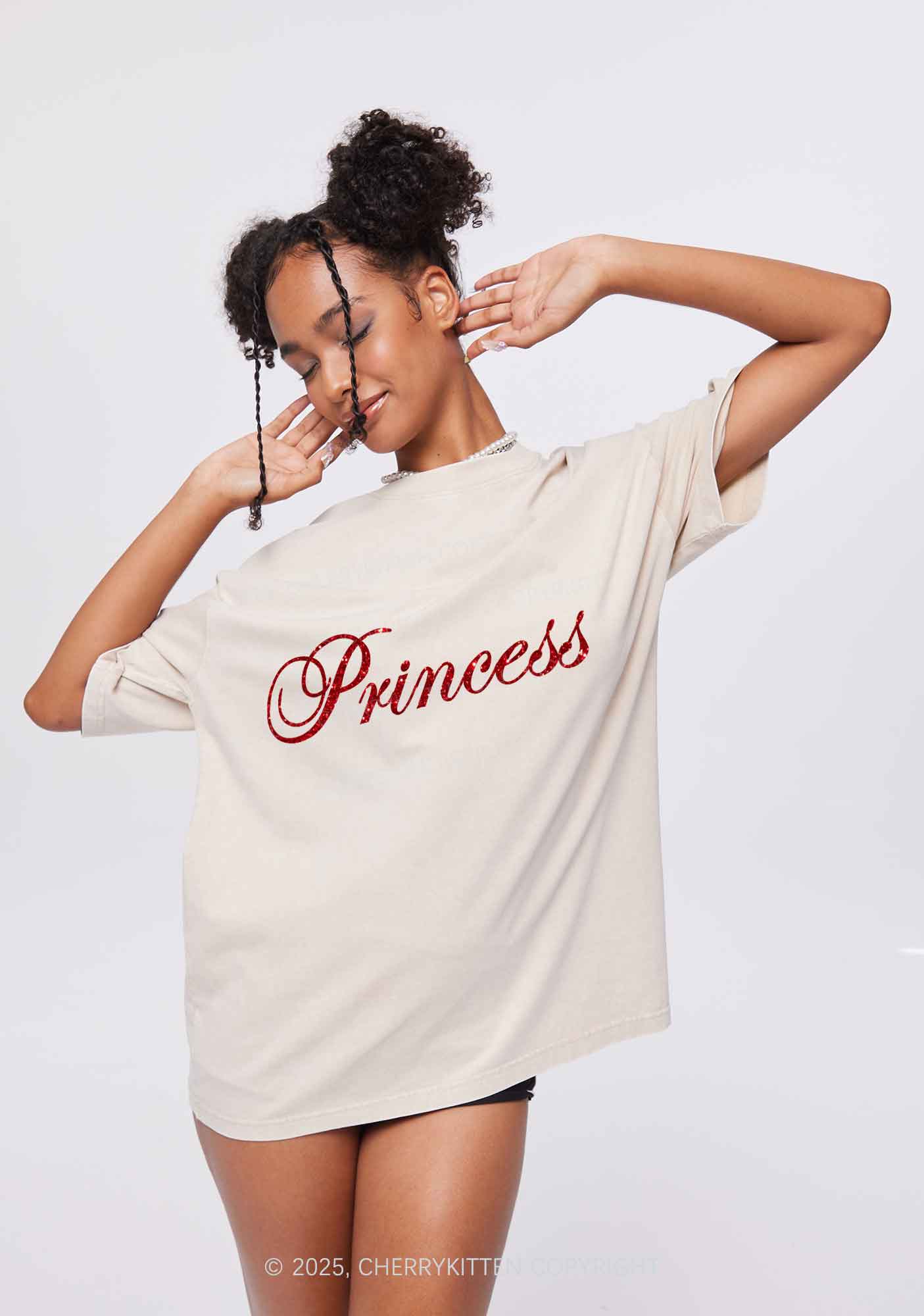 Glitter Princess Y2K Shirts Washed Tee Cherrykitten