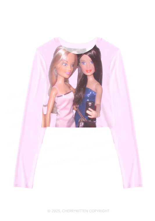 Princess Doll Y2K Mesh Long Sleeve Crop Top Cherrykitten