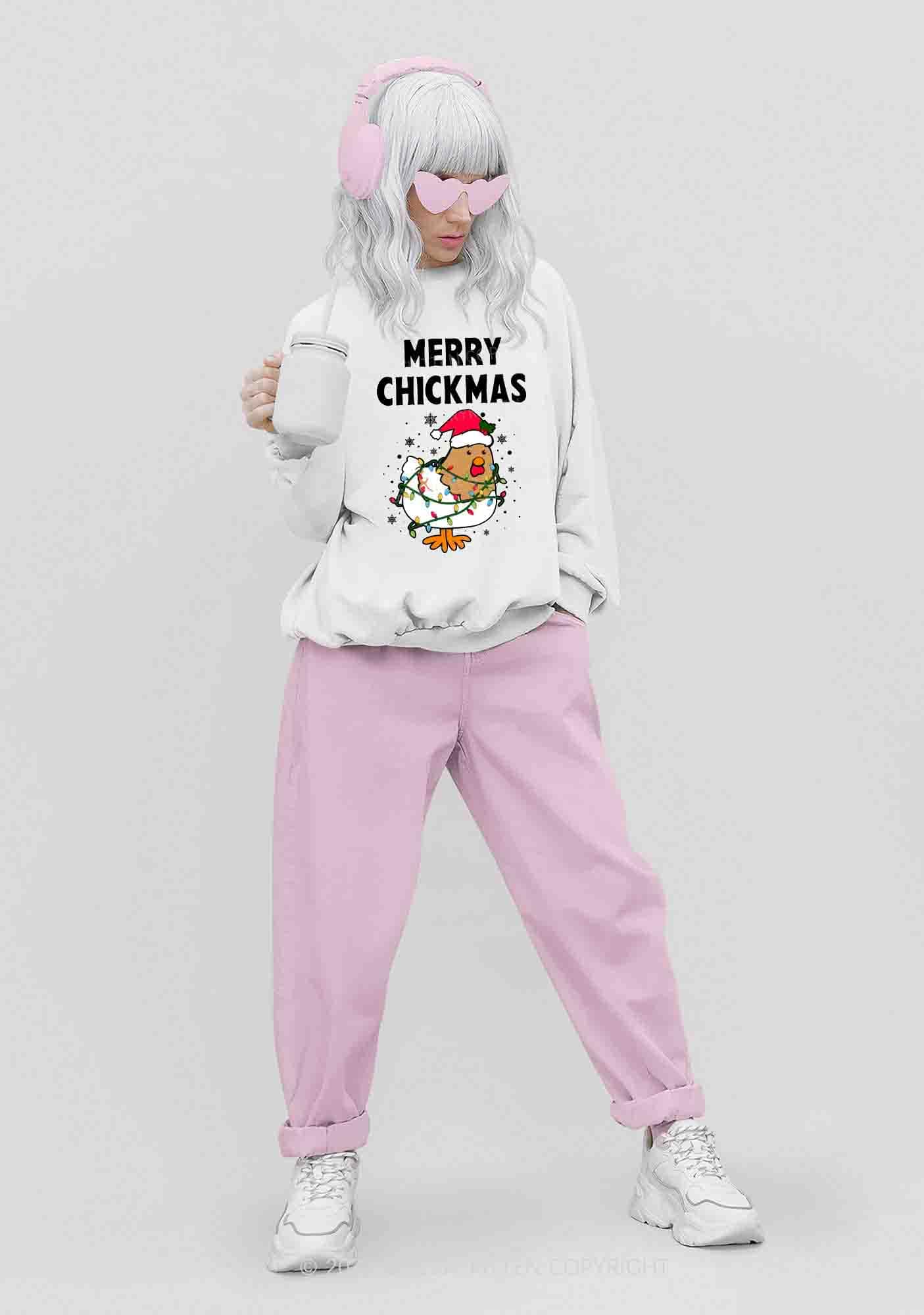 Merry Chickmas Snowflakes Christmas Y2K Sweatshirt Cherrykitten