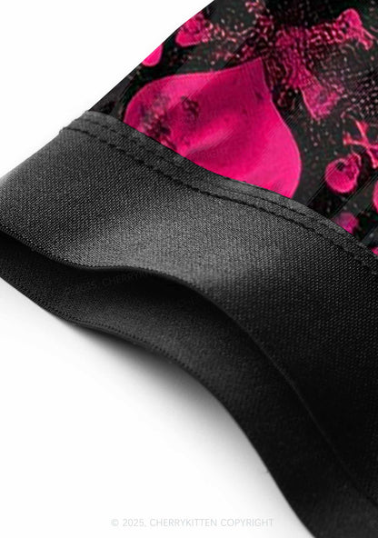 Skeleton Pink Love Valentine's Day Y2K Print Couples Boxer Thong Set Cherrykitten