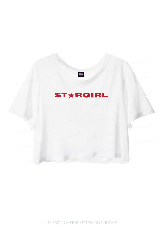 Red Stargirl Y2K Sheer Crop Tee Cherrykitten