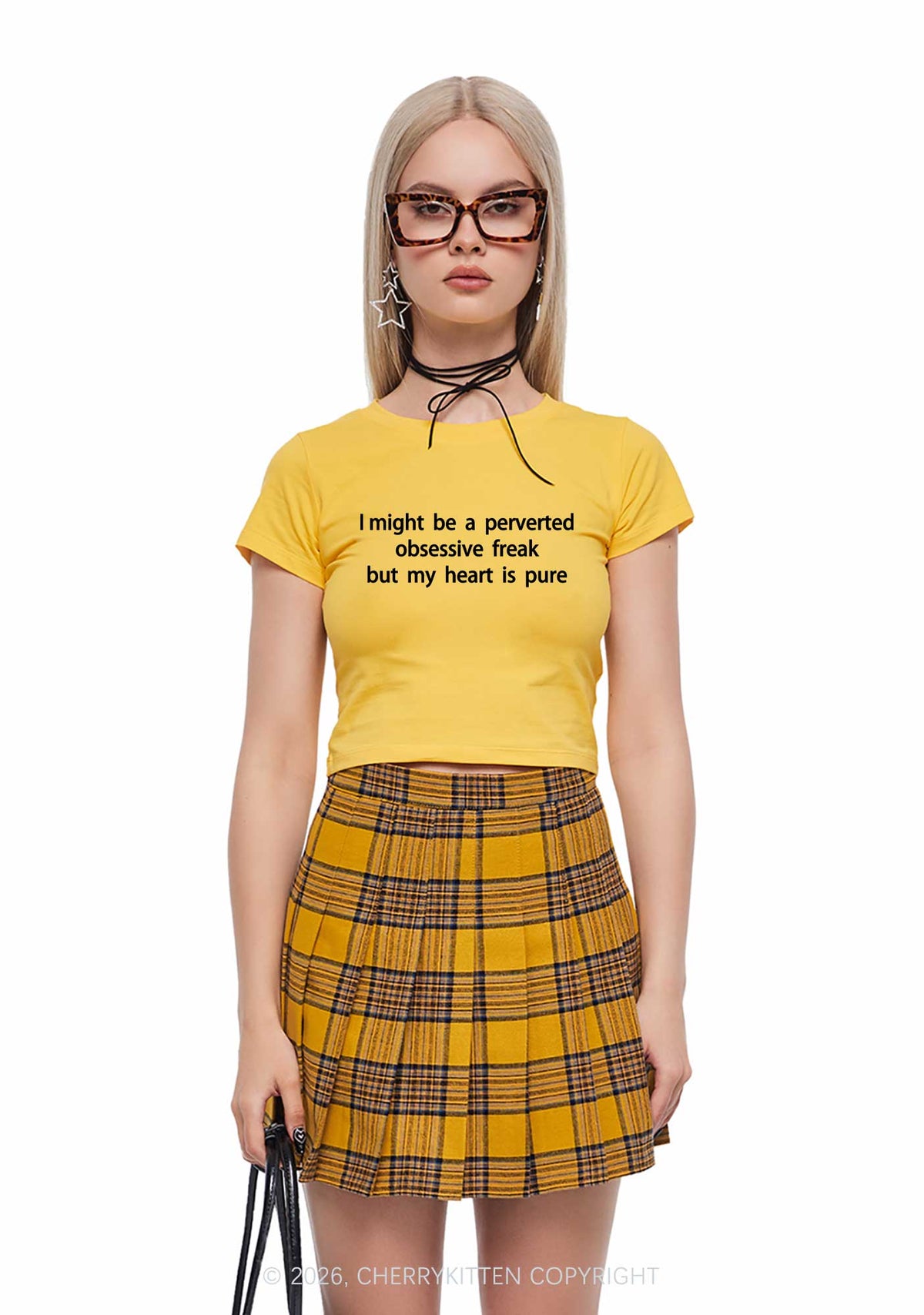 I Might Be A Perverted Obsessive Freak Y2K Baby Tee Cherrykitten