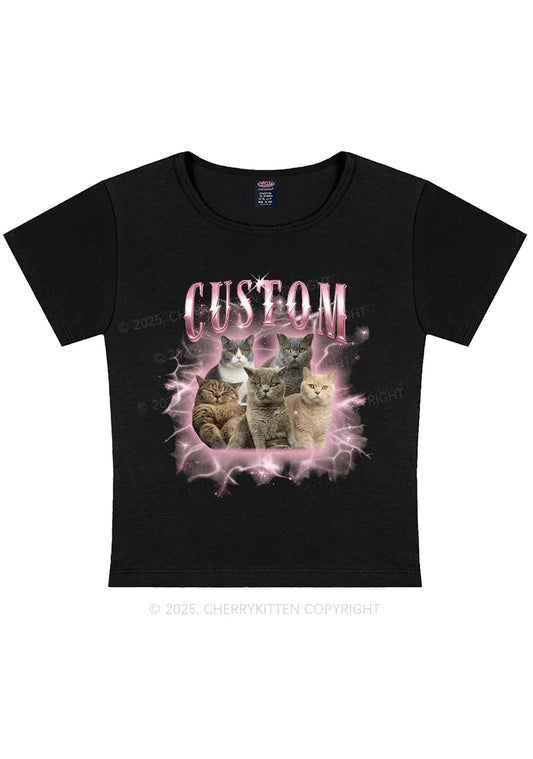 Custom Cat Photo Art Y2K Baby Tee Cherrykitten