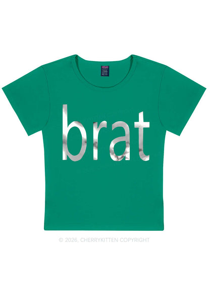 Brat Silver Foil Printed Y2K Baby Tee Cherrykitten