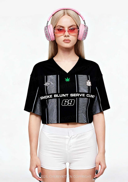 Custom Black Smoke Blunt Y2K Crop Sport Jersey Shirts Cherrykitten