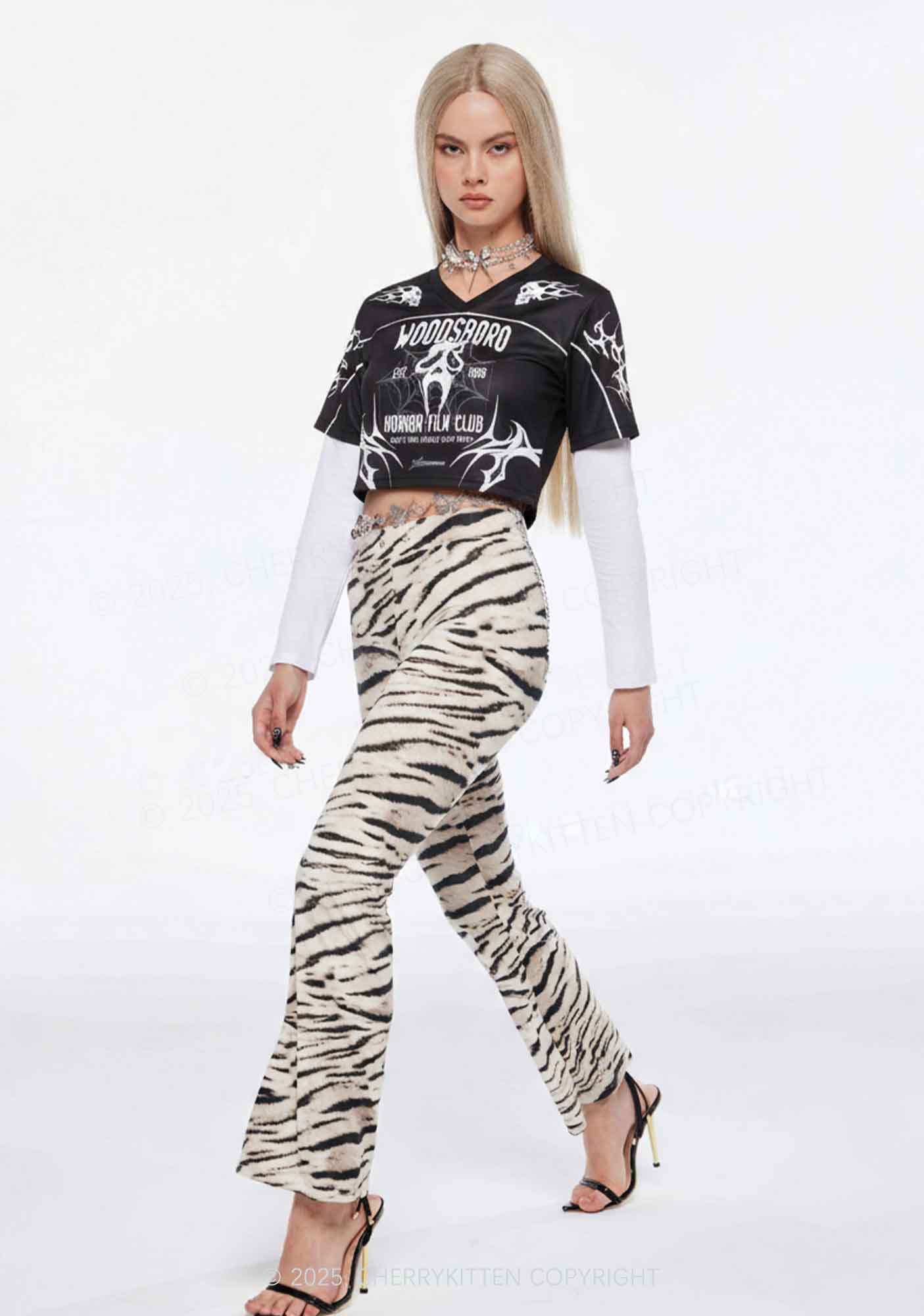 Custom Halloween Horror Film Club Y2K Crop Sport Jersey Shirts Cherrykitten